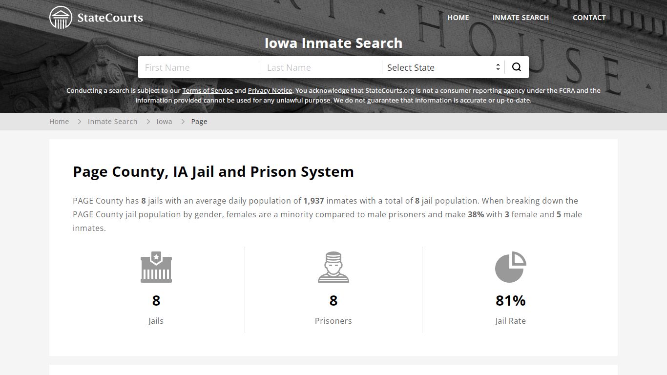 Page County, IA Inmate Search - StateCourts